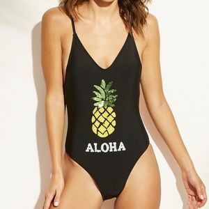 ALOHA pineapple one piece swimsuit